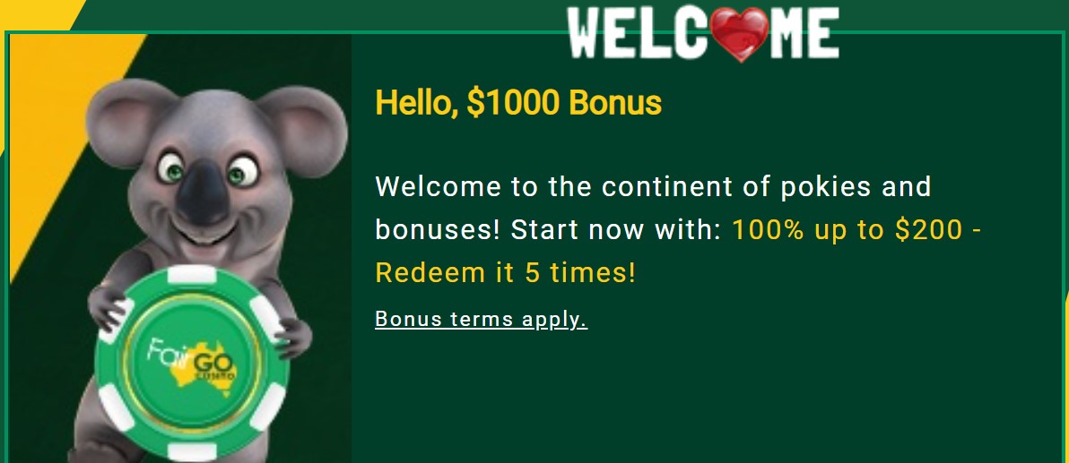 Fair Go Welcome Bonus Fair Go Sign Up Bonus