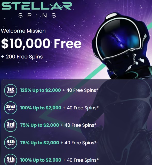 Stellar Spins casino Sign Up Bonus Stellar Spins free spins