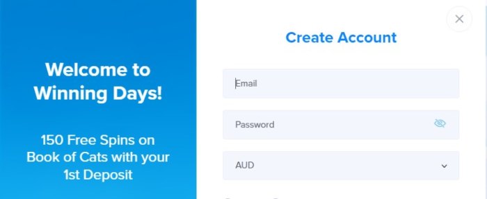 Winning Days Casino sign up Winning Days Casino login